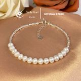  Vòng tay ngọc trai dáng bắp 5-6mm – phối hạt bạc vỡ & khoá bạc 925 - Stella Pearl B58205 