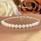  Vòng tay ngọc trai dáng bắp 5-6mm – phối hạt bạc vỡ & khoá bạc 925 - Stella Pearl B58205 