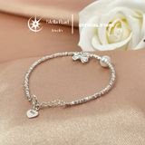  Vòng tay bạc hạt vỡ phối ngọc trai thật 8mm và charm nơ bạc – Stella Pearl B59301 