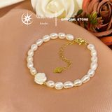  Bộ trang sức ngọc trai dáng gạo charm hoa khảm vỏ trai sò - Stella Pearl S510121 