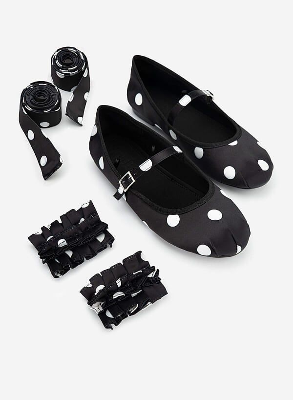 Kẹp quai trang trí BALLERINA RUFFLES CLIP - ACC 0003 - Màu chấm bi trắng