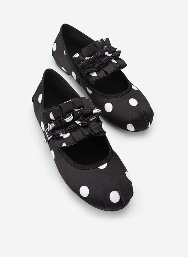 Kẹp quai trang trí BALLERINA RUFFLES CLIP - ACC 0003 - Màu chấm bi trắng