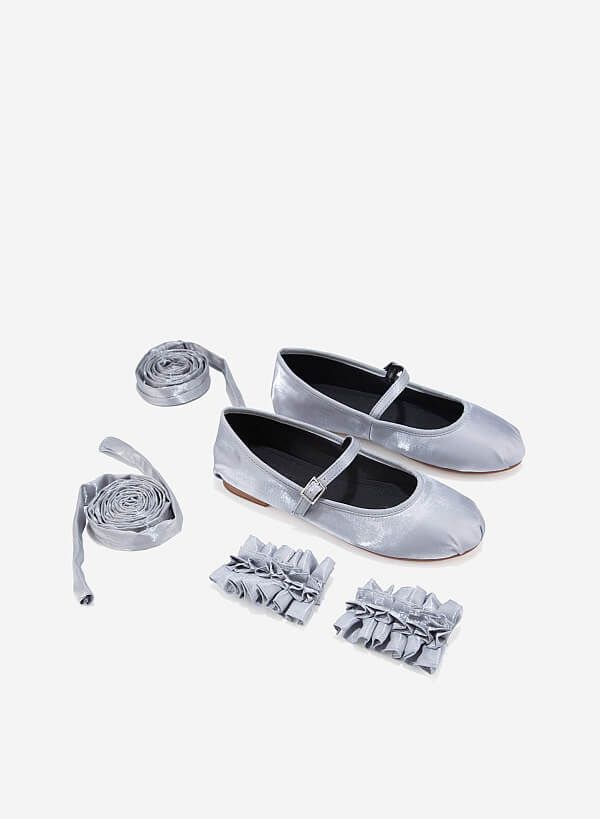 Kẹp quai trang trí BALLERINA RUFFLES CLIP - ACC 0001 - Màu xám nhạt