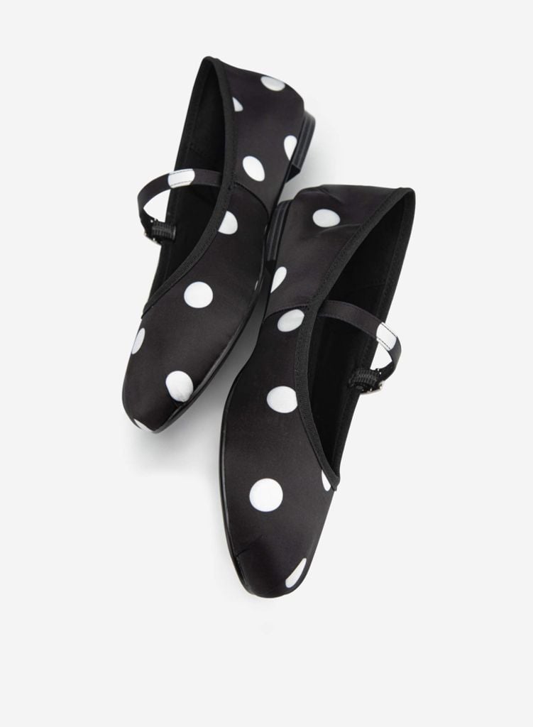 Giày búp bê vải FIORE BALLERINA CHẤM BI TRẮNG - BAL 0002 - Màu chấm bi trắng
