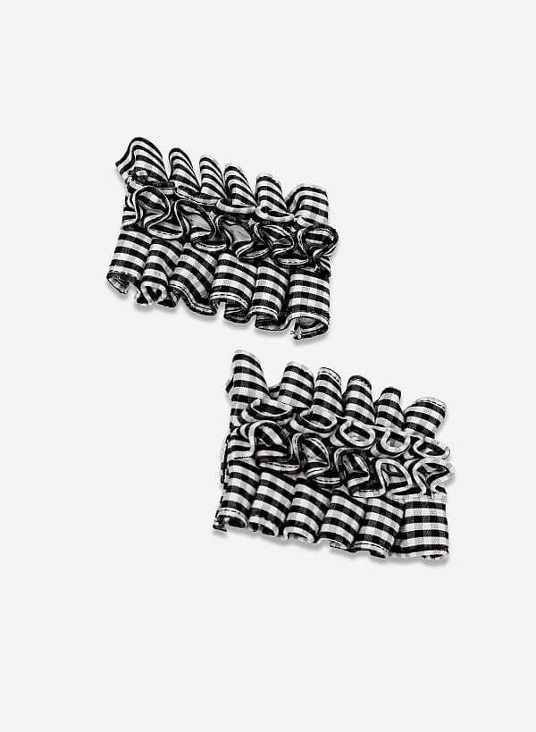 Kẹp quai trang trí BALLERINA RUFFLES CLIP - ACC 0003 - Màu caro trắng đen