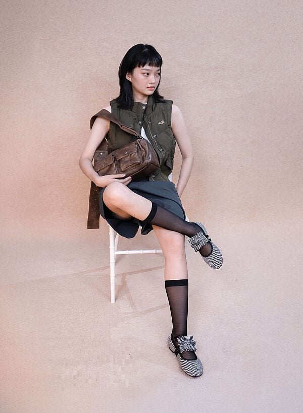 Kẹp quai trang trí BALLERINA RUFFLES CLIP - ACC 0003 - Màu caro trắng đen