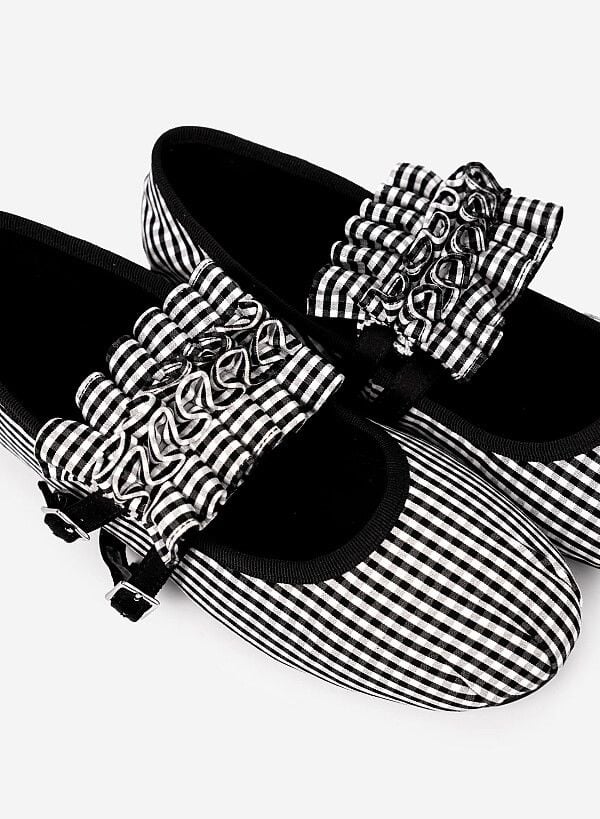 Kẹp quai trang trí BALLERINA RUFFLES CLIP - ACC 0003 - Màu caro trắng đen