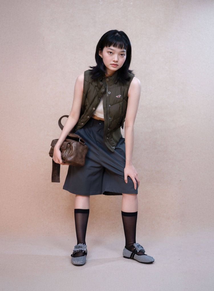 Giày búp bê vải BALLERINA - BAL 0003 - Màu caro trắng đen