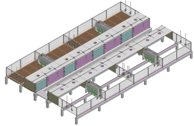 Chuồng heo cai sữa – máng dài, 2 cửa đi