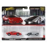  HOT WHEELS PREMIUM - SET 2 CHIẾC LAMBORGHINI COUNTACH LP5000 QV VS LANCIA STRATOS ZERO - JBL02 