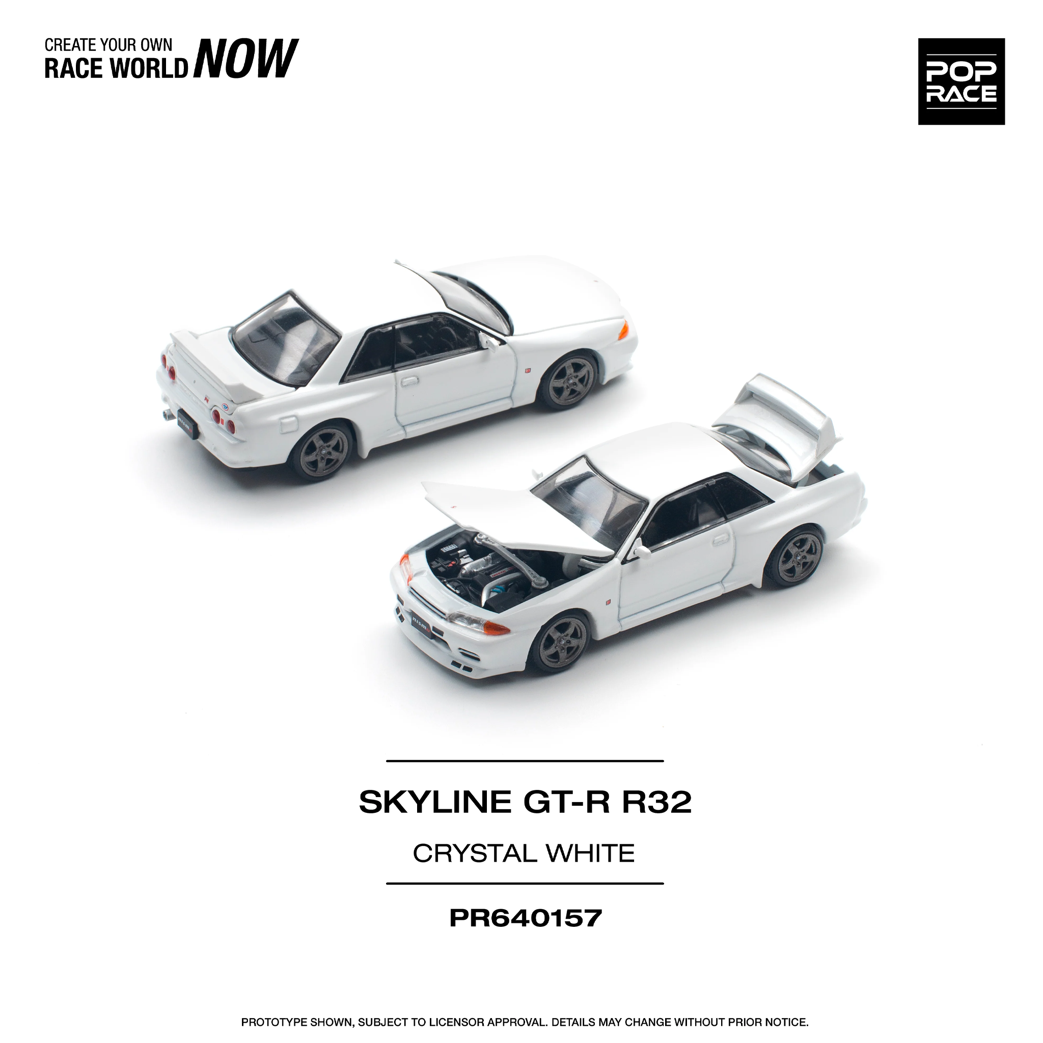  POPRACE - NISSAN SKYLINE GT-R R32 CRYSTAL WHITE -PR64157 