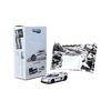  TARMAC WORKS - 1/64 KOENIGSEGG REGERA SILVER METALLIC BLUE ACCENTS MODEL CAR WITH TRADING CARDS COMBO SET - T64G-TL017-SL 
