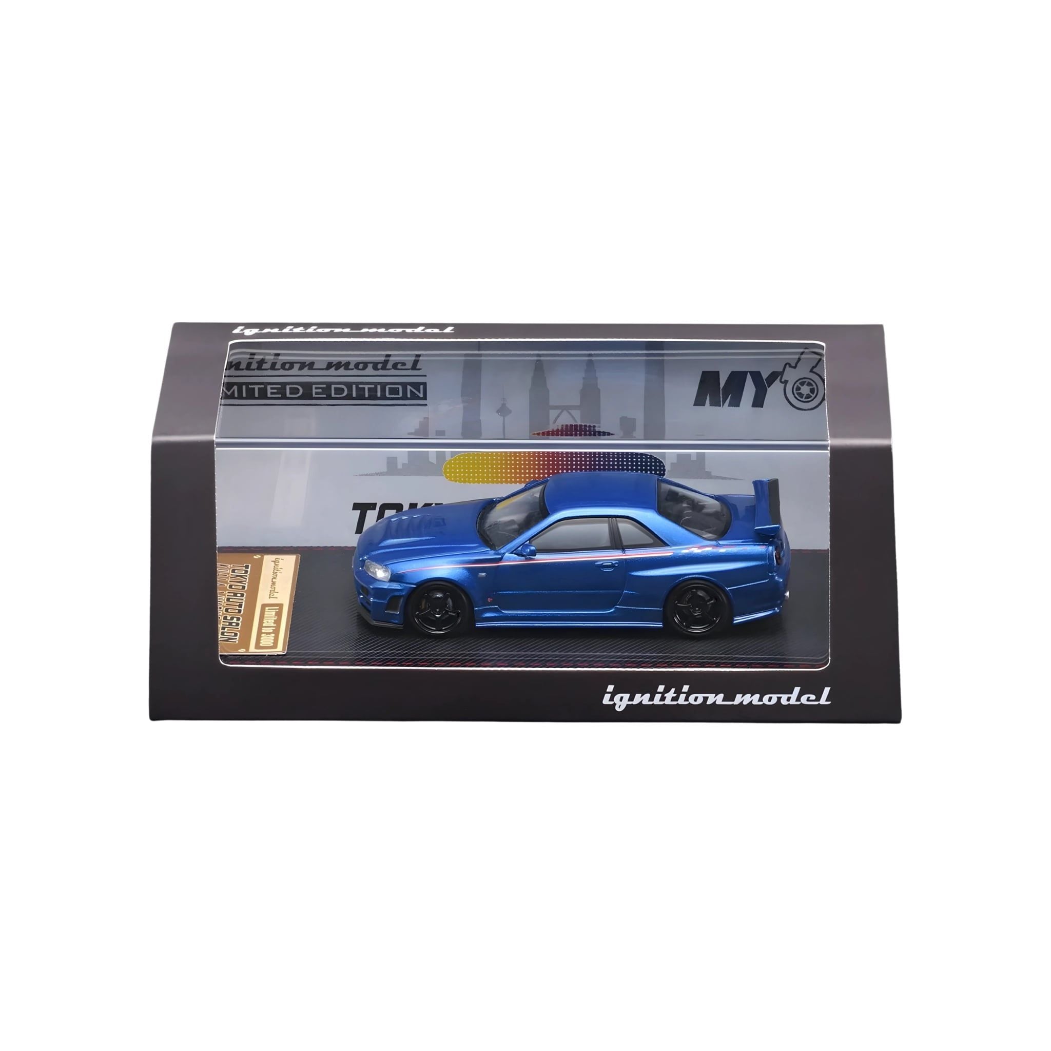  IGNITION MODEL - 1/64 NISSAN SKYLINE GT-R BNR34 V-SPEC II BLUE METALLIC R34 - IG3838 