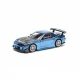  POP RACE - 1/64 MAZDA RX7 RE-AMEMIYA WIDEBODY BLUE CHROME - PR64223 