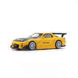  POP RACE -1/64 MAZDA RX-7 FD3S RE-AMEMIYA WIDEBODY YELLOW - PR64116 