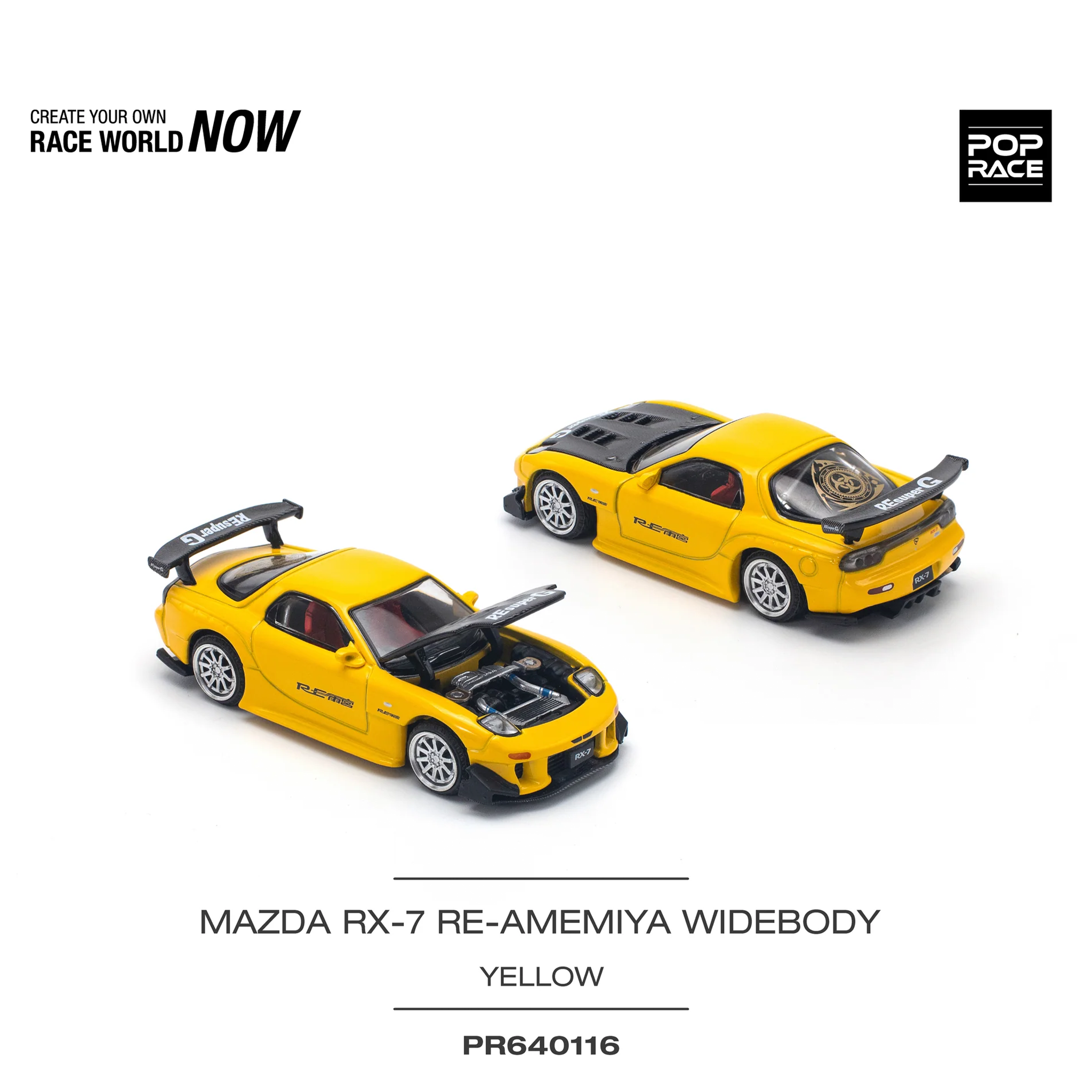  POPRACE - Mazda RX7 RE Amemiya WIDEBODY (YELLOW) - PR64116 