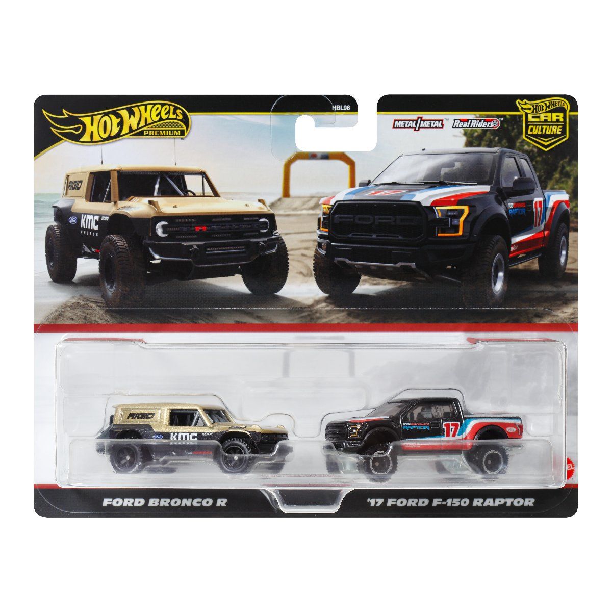  HOT WHEELS PREMIUM - SET 2 XE FORD BRONCO R '17 FORD F-150 RAPTOR - HRR77 