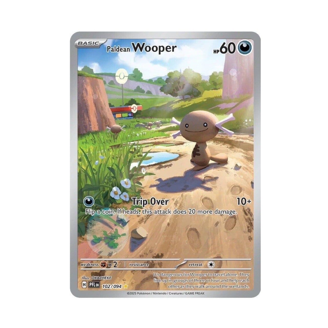  Paldean Wooper [ 102/094 PFL EN ] Holo Illustration Rare ME02: Phantasmal Flames Pokemon Card 