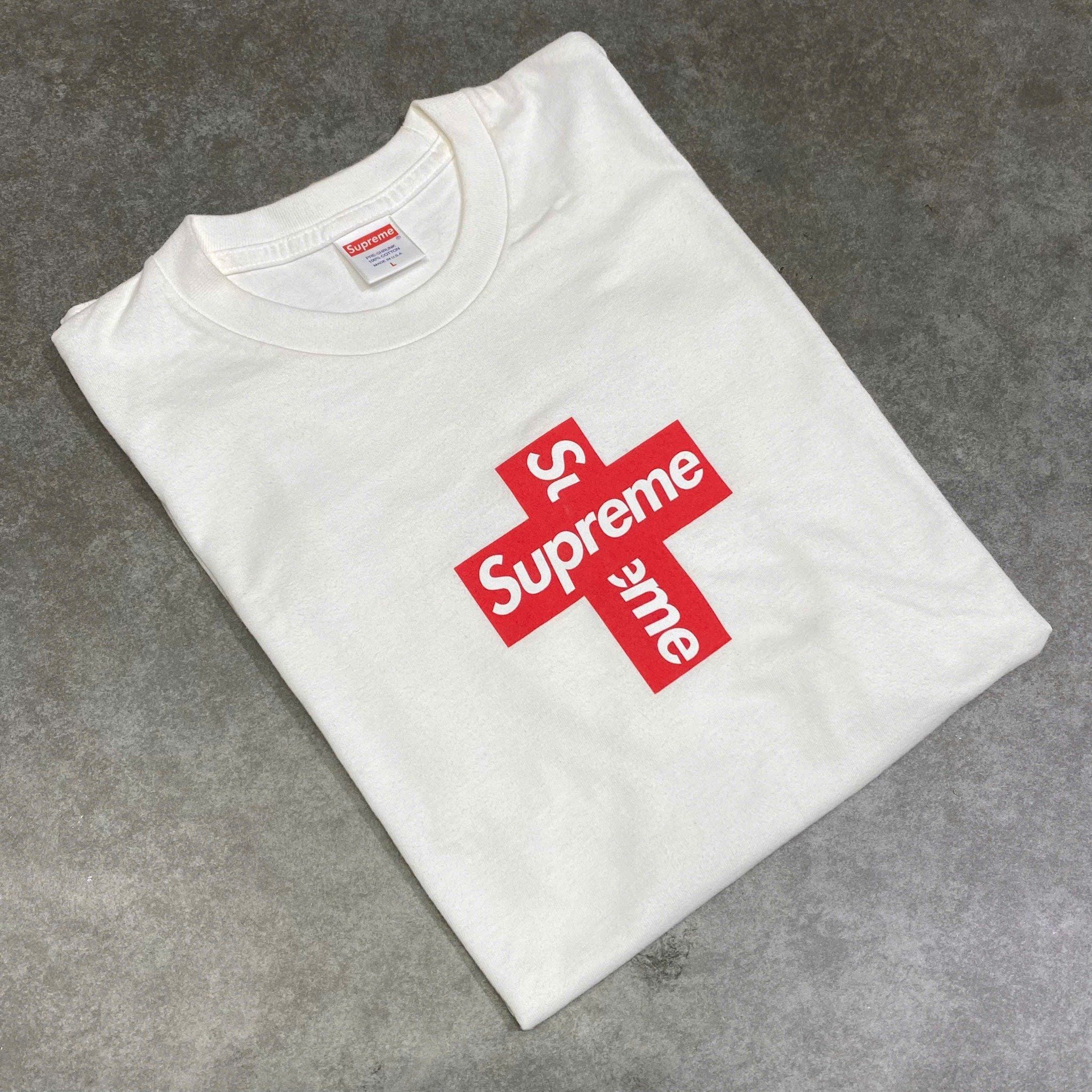  SUPREME CROSS BOX LOGO TEE SHIRT LARGE WHITE 