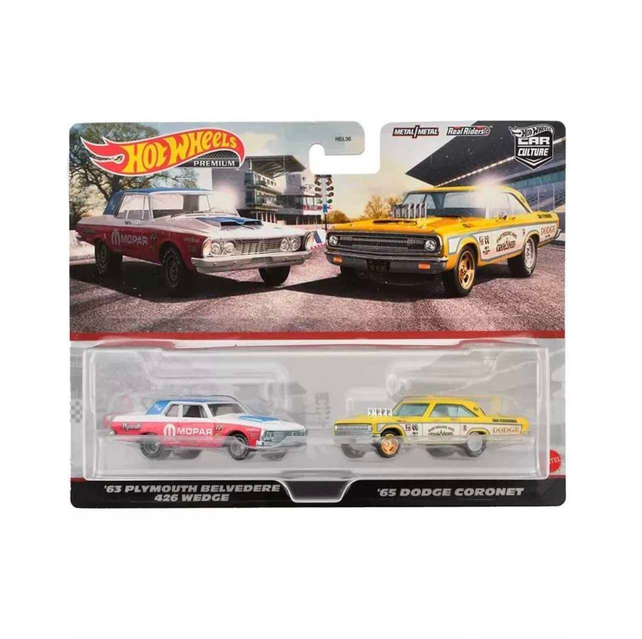  HOT WHEELS PREMIUM - SET 2 CHIẾC ‘63 PLYMOUTH BELVEDERE 426 WEDGE VÀ ‘65 ĐOGE CORONET - HKF56 