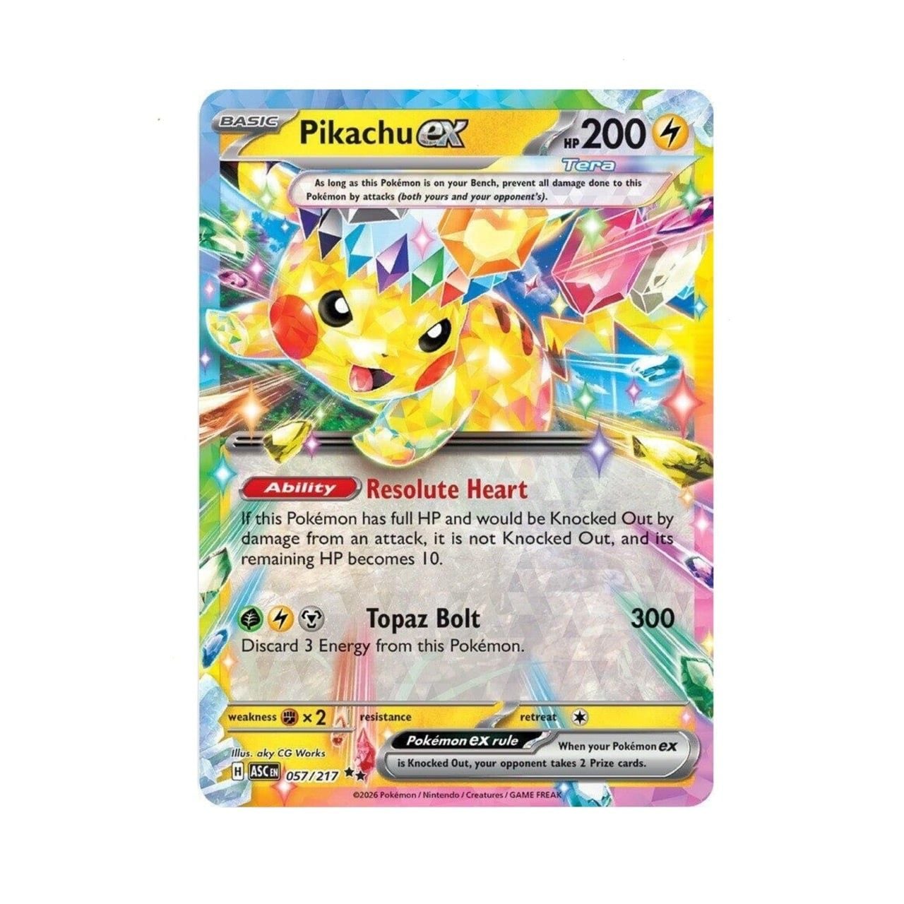  Pikachu ex Holo [ 057/217 ASC EN ] Double Rare ME: Ascended Heroes Pokemon Card 