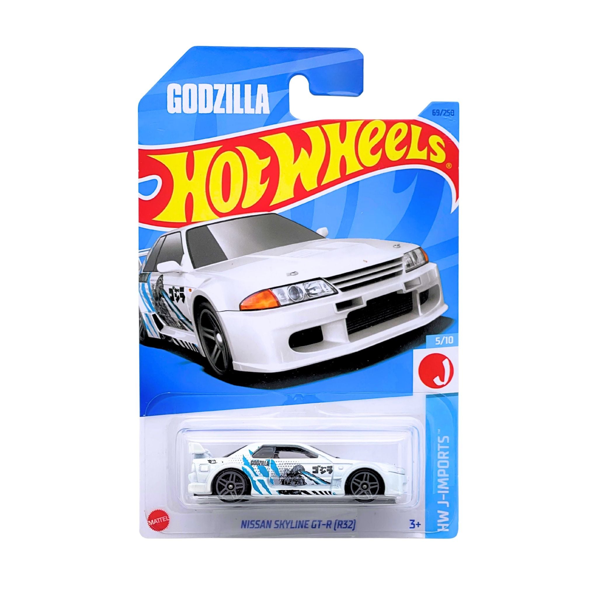  HOT WHEELS BASIC - NISSAN SKYLINE GT-R R32 GODZILLA WHITE BLUE - HKJ13 