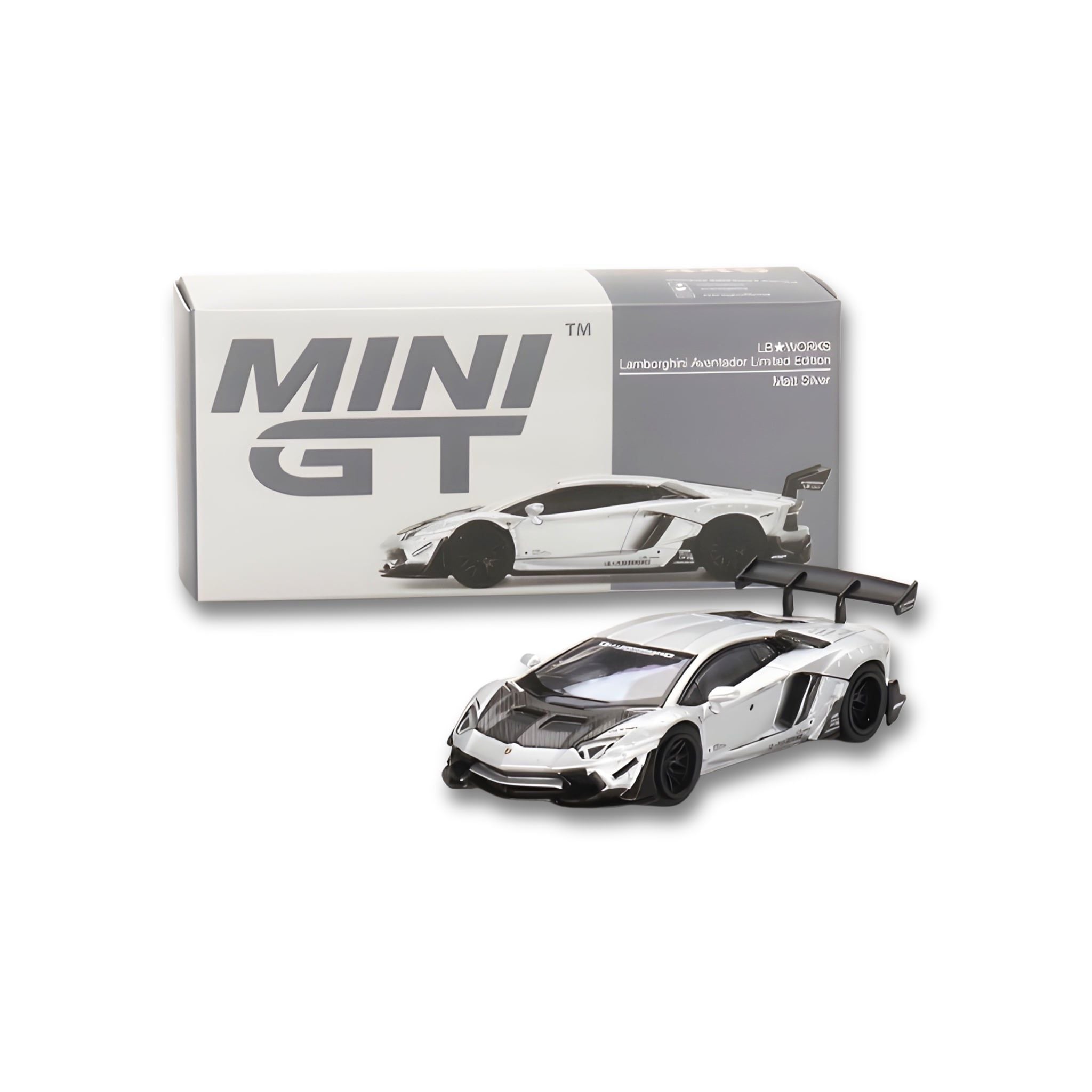 MINI GT - LB☆WORKS LAMBORGHINI AVENTADOR MATT SILVER LHD - 449