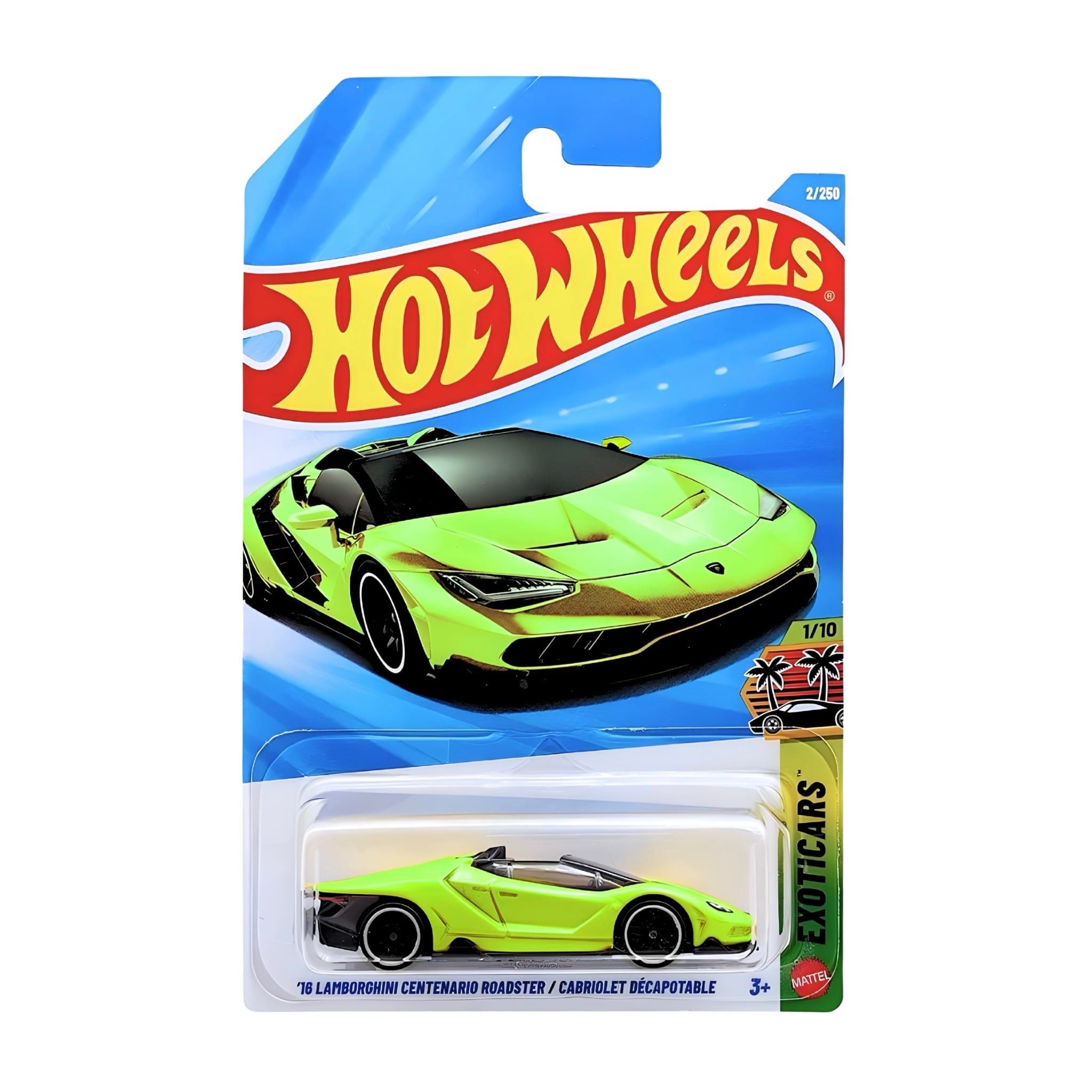  HOT WHEELS EXOTICARS - '16 LAMBORGHINI CENTENARIO ROADSTER / CABRIOLET DÉCAPOTABLE - JJK74 