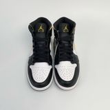  NIKE JORDAN 1 MID BLACK UNIVERSITY GOLD - 554724-177 
