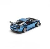  POP RACE - 1/64 MAZDA RX7 RE-AMEMIYA WIDEBODY BLUE CHROME - PR64223 
