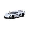  TARMAC WORKS - 1/64 KOENIGSEGG REGERA SILVER METALLIC BLUE ACCENTS MODEL CAR WITH TRADING CARDS COMBO SET - T64G-TL017-SL 