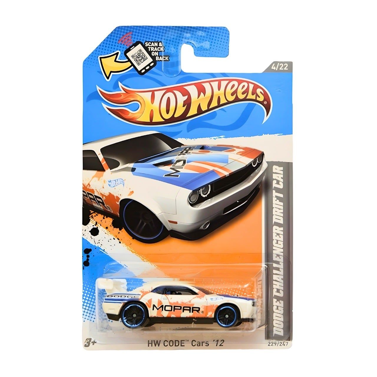  HOT WHEELS BASIC - 2012 CODE CARS 4/22 DODGE CHALLENGER DRIFT CAR - V5577 