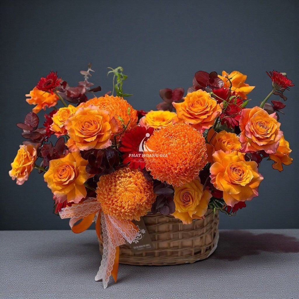 Hoa tươi màu Cam - Giỏ Hoa Nàng Xuân 6 - 24473