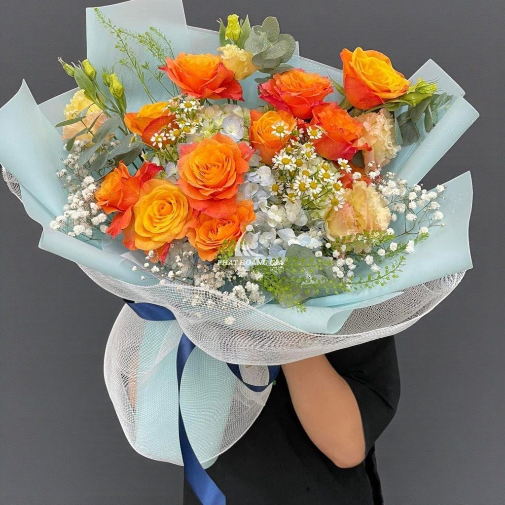 Hoa tươi màu Cam - Bó Hoa Pastel Đa Sắc 5 - 28549