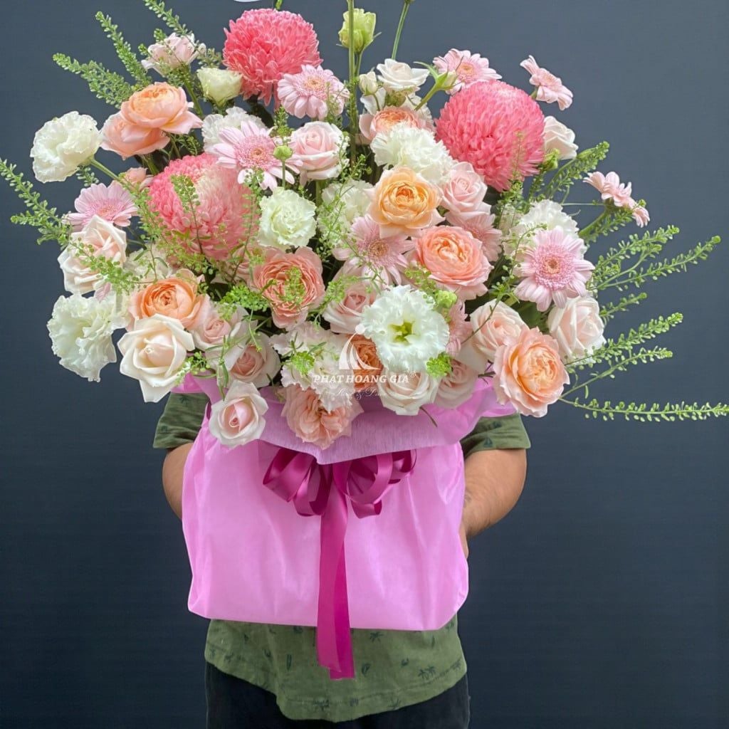 Hoa tươi màu Pastel mix - Áng Mây Hồng 12 - 32733