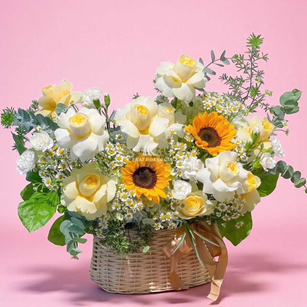 Hoa tươi màu Vàng - Giỏ Hoa Tia Nắng - 13036