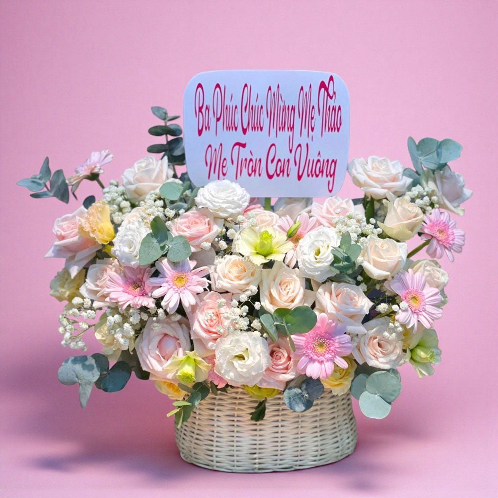 Giỏ hoa tươi - Cánh Hồng Tươi 1 - 15082