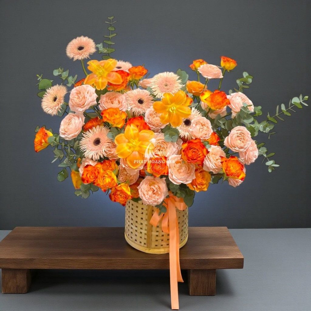 Hoa tươi màu Cam - Giỏ Hoa Vũ Điệu Sắc Màu 4 - 24325