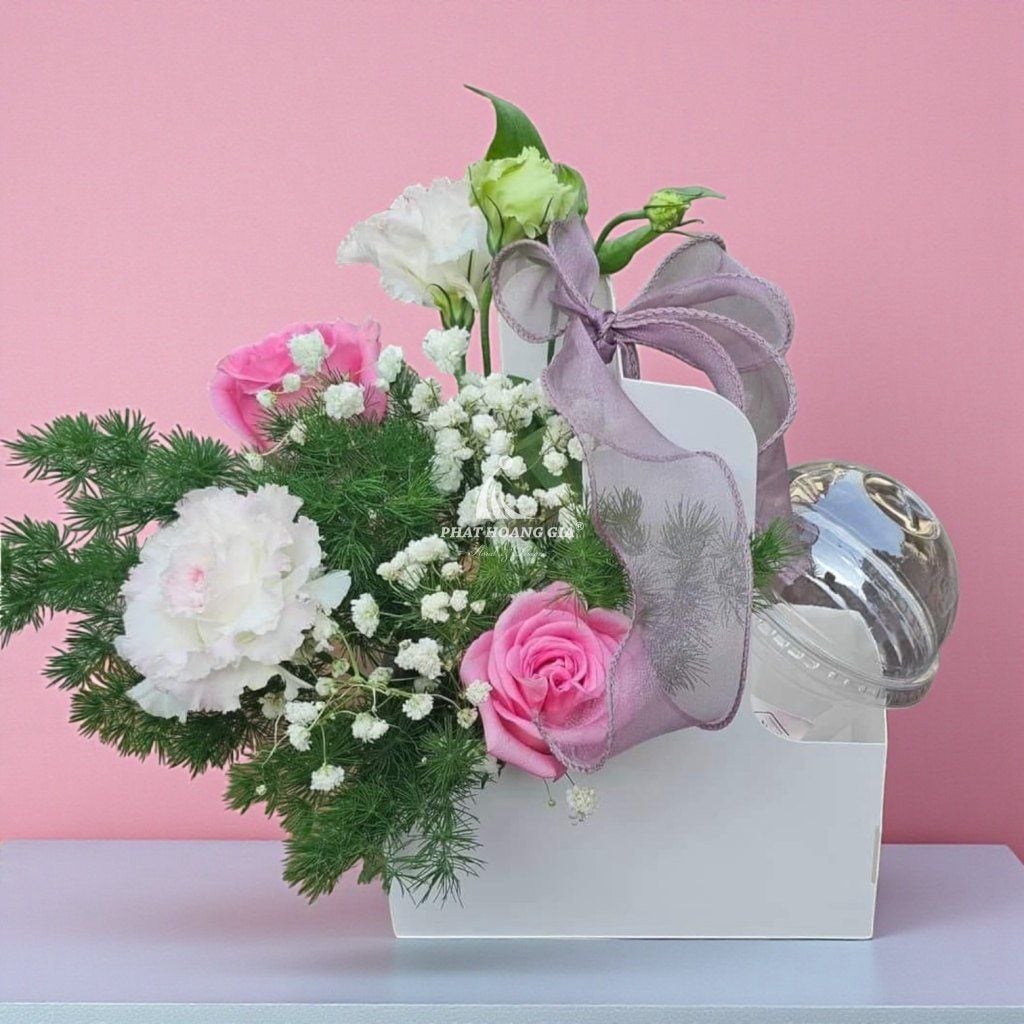 Set hoa tươi + Nước - Set Giỏ Hoa Và Nước Tự Chọn Phong Cách SET02 - 23105