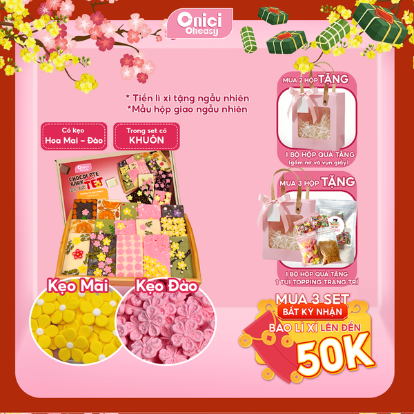 Set nguyên liệu Chocolate Bark, socola thanh thành phẩm 6 THANH 3 VỊ