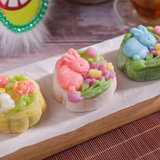  Set nguyên liệu Bánh Trung Thu Dẻo (6 bánh _ 5 màu _ 3 vị nhân) 75G/1 bánh 