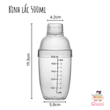  Bình lắc shaker nhựa vạch đen 500ml 