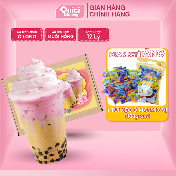 Set nguyên liệu Trà sữa Muối Hồng Himalaya thành phẩm 12 Ly