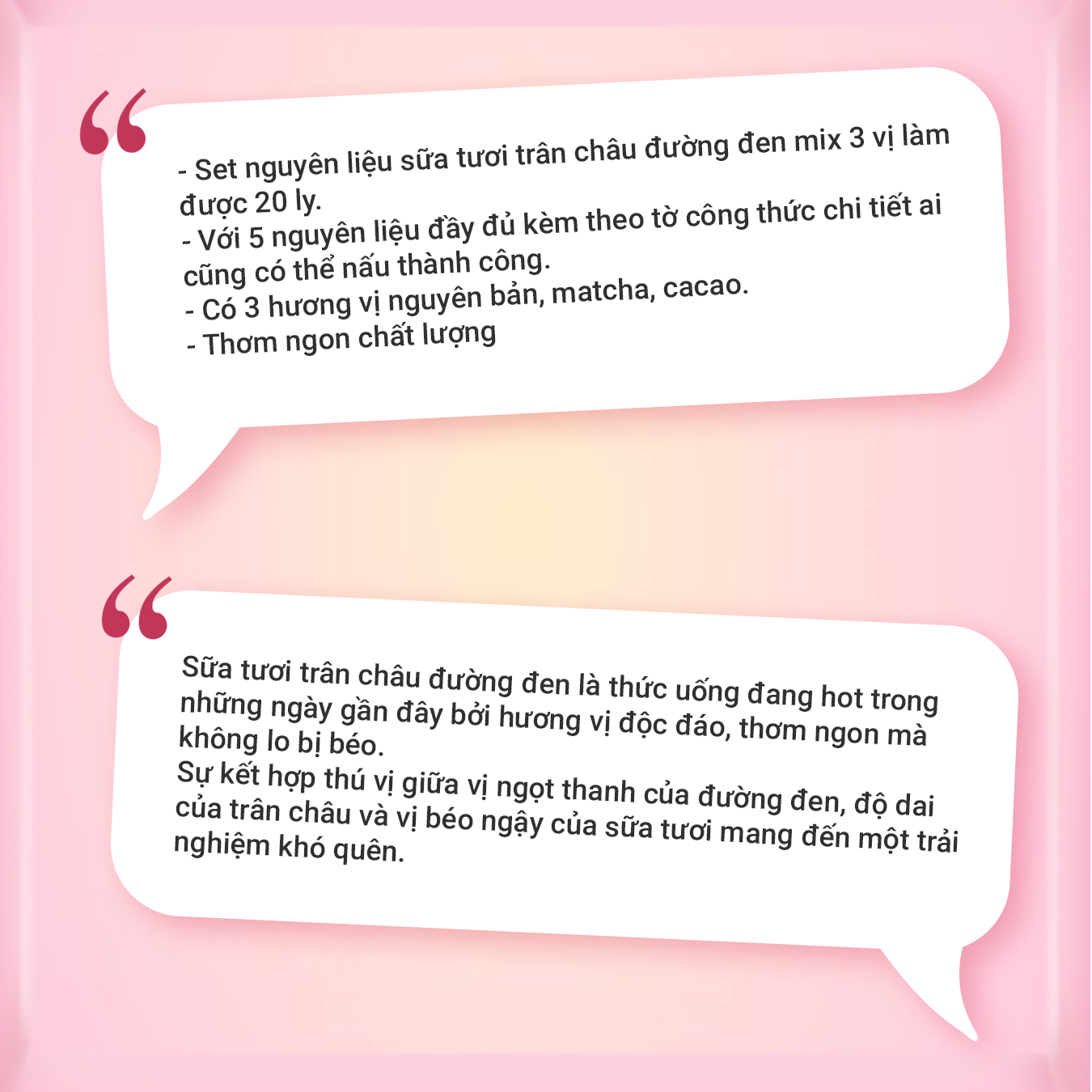  Set nguyên liệu làm Sữa Tươi Trân Châu Đường Đen mix 3 vị [20 ly] 