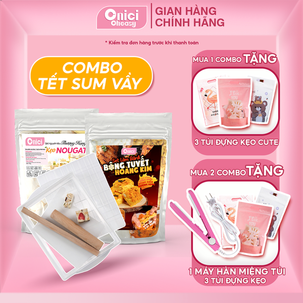 Combo Tết Bánh Bông Tuyết + Nougat Thượng Hạng Kèm dụng cụ