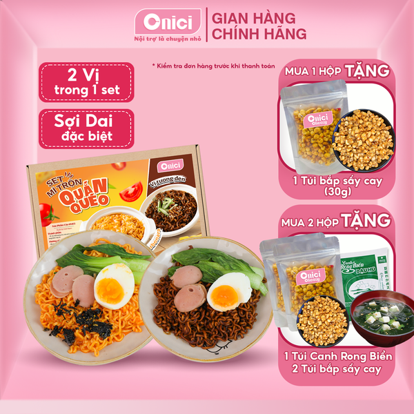 Set Mì trộn Quắn Quéo 2 vị carbonara và tương đen (3 tô mì siêu ngon)