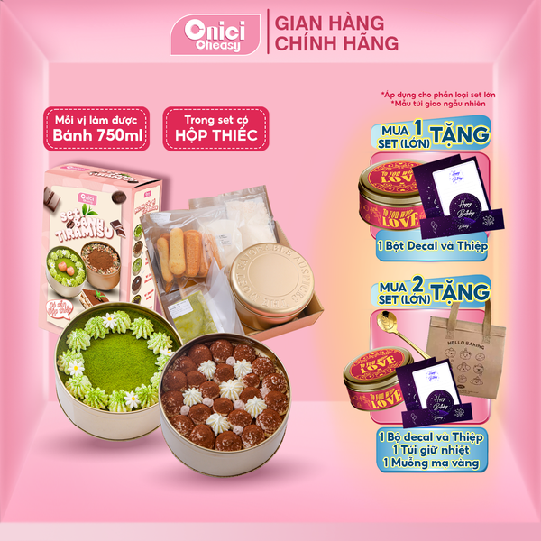 Set nguyên liệu làm Bánh tiramisu (hộp thiếc) 700ml