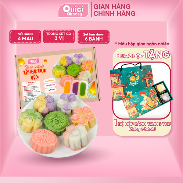 Set nguyên liệu Bánh Trung Thu Dẻo (6 bánh _ 5 màu _ 3 vị nhân) 75G/1 bánh