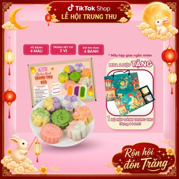 Set nguyên liệu Bánh Trung Thu Dẻo (6 bánh _ 5 màu _ 3 vị nhân) 75G/1 bánh
