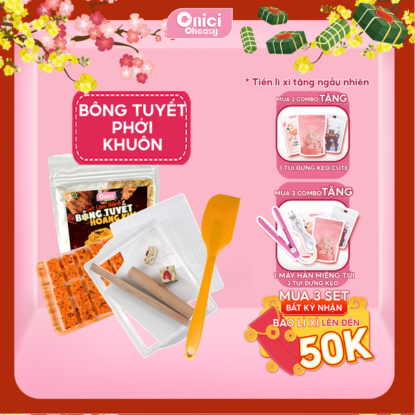 Combo bánh bông tuyết hoàng kim thượng hạng 40 viên và dụng cụ làm kẹo